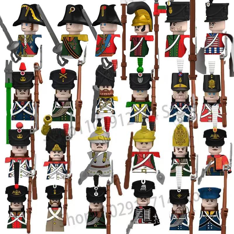 Napoleonic Wars Military Soldiers Building Blocks British France Prussia Cavalry Army Russian Infantry Figures Bricks Kids Toys