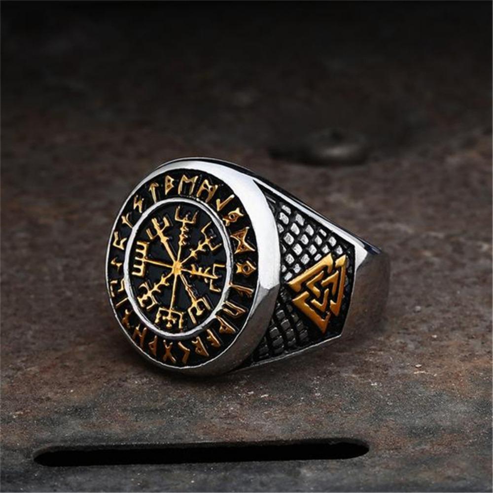 Nordic Viking Letter Fashion Retro Ring Men's Punk Ring Hip Hop Rock Party Motorcycle Accessories Jewelry Accessories Gifts