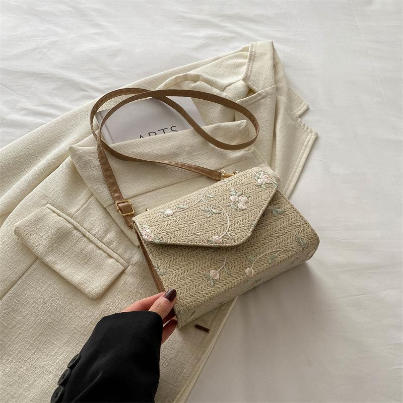 Ротанговая сумка-мессенджер на плечо Модная Вместительная Богемная Сумка из плетеной травы Ручной работы Плетеный Отпускной Кроссбоди для женщин CLE