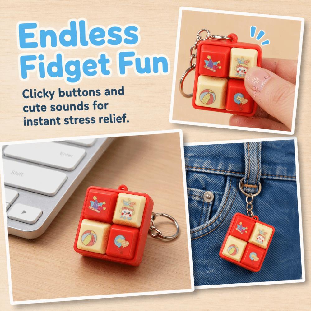 Portable Keyboard Fidget Keychain Sounding Stress Relief Keyring New Clicker Pendant School