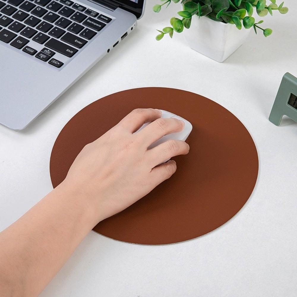 Waterproof Leather Mouse Pad Double-side Round Mouse Pad Simple Design Mouse Mat