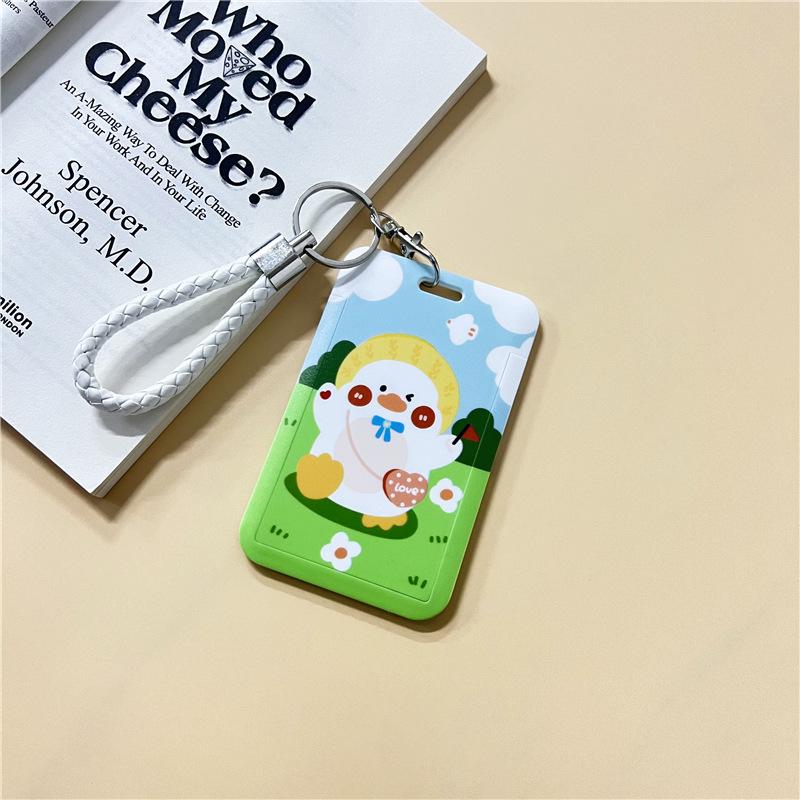 Чехол с мультяшным принтом, идентификационная бирка, чехол для рабочей карты с эластичным ремешком на запястье, держатель для бейджа, чехол для деловой карты доступа