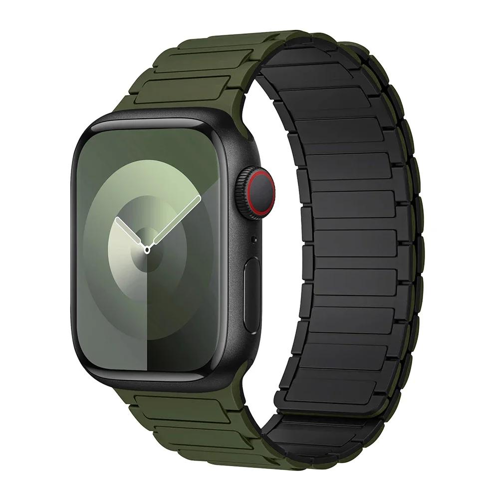 Магнитный спортивный ремешок для Apple Watch Ultra 2 49мм 46мм 45мм 44мм 42мм 38 40 41мм Силиконовый ремешок для IWatch Серии 10 9 8 7 6 5 4