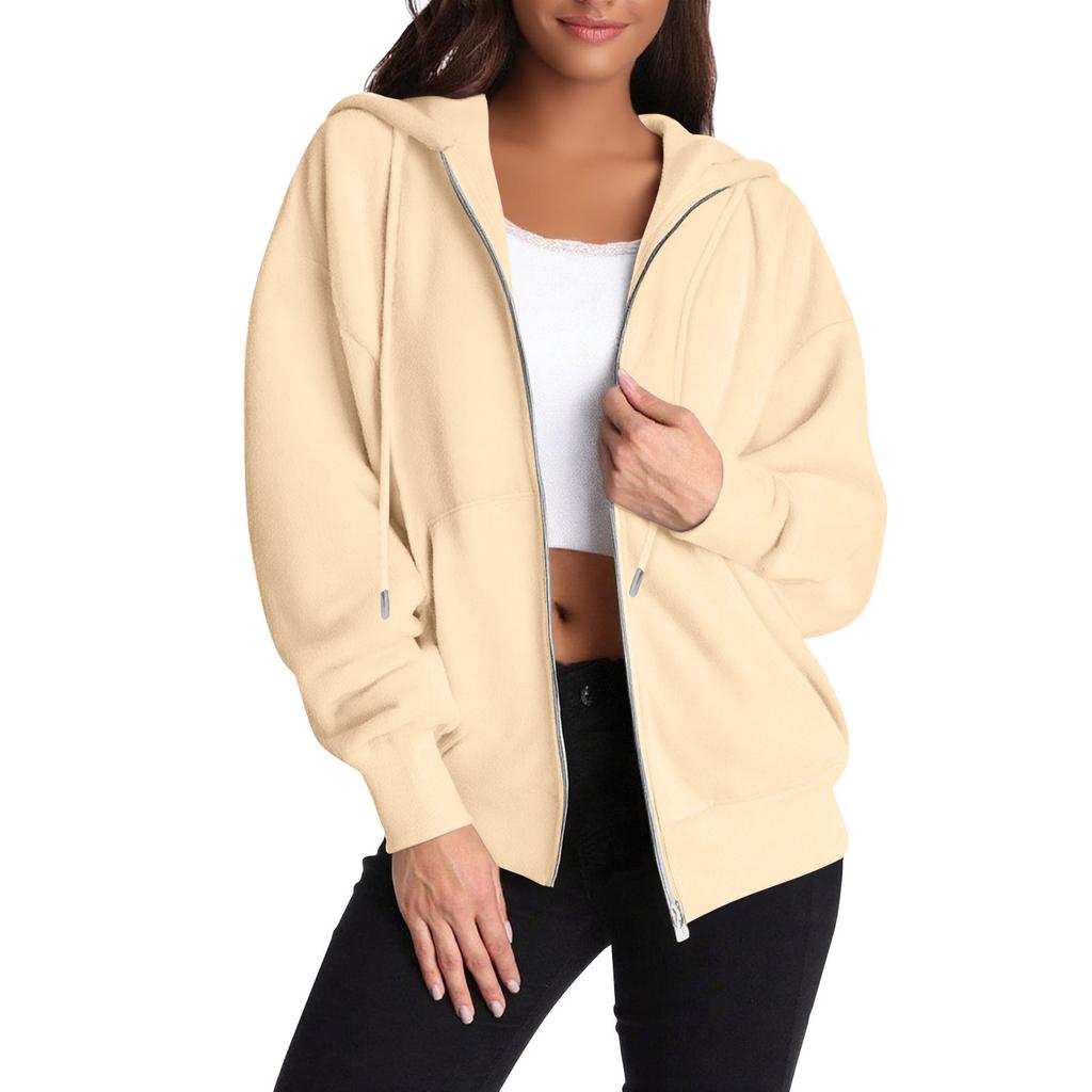 Женская толстовка на молнии с длинным рукавом, спортивная куртка с карманом, модная одежда