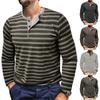 Men's Casual Long-Sleeved Shirts Striped Shirts With Three-Button Tops