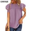 Summer Women's T-shirt Solid Color Jacquard Chiffon Shirt Loose Crew Neck Pullover Short Sleeve Top T-shirt