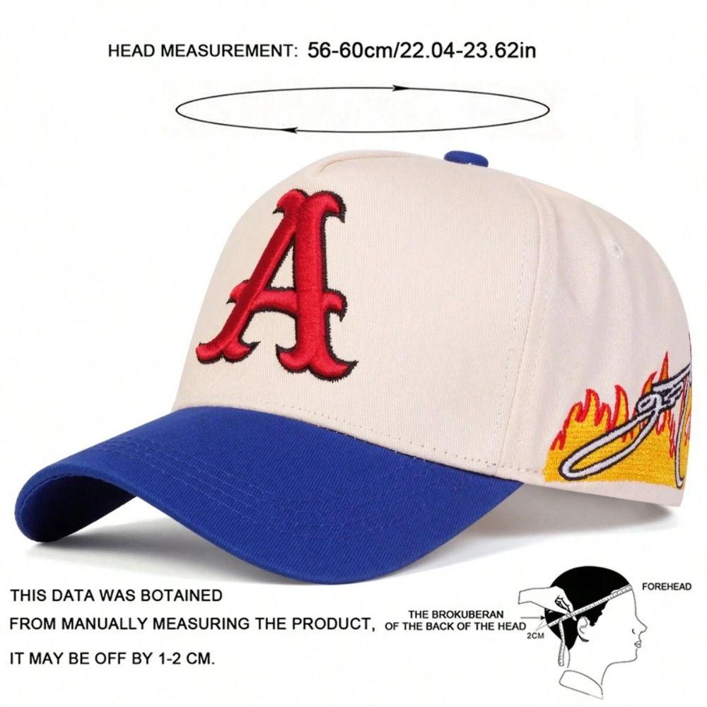 Flame Dad Hat Red Letter A Embroidery Streetwear Cap Vintage Trucker Hat For Men Women