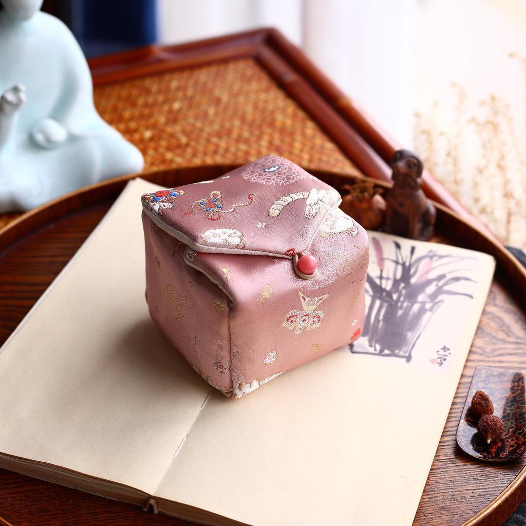 Набор керамических чашек Гайвань и чайник из исинской глины с китайской и японской парчой 34 цветов в хлопковом мешочке