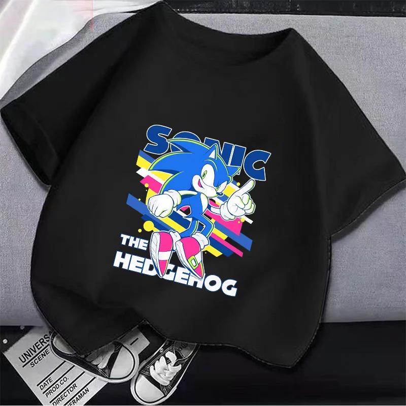 Sonics Baby Cotton T Shirt Hedgehog Boys Girls T-Shirts Cartoon Anime Toddler Tees Tops Summer Kids Clothes Birthday Gift