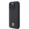 Dkny Leather Monogram Pattern Metal Logo Magsafe Case For Iphone 14 Pro Max - Black