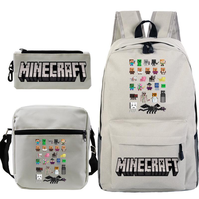 Школьная сумка Minecraft для начальной и средней школы Детский рюкзак Рюкзак Сумка через плечо Пенал Набор из трех предметов