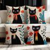 Black Cat Is Wearing A Scarf Digital Printing Pillow Cover Short Plush Suitable Living Rooms Bedrooms Sofas Throw Cushion Cover