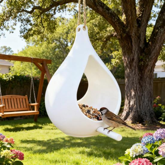 Подвесная кормушка для птиц в форме капли, кормушка для колибри с жердочкой, простая в наполнении, подвесная