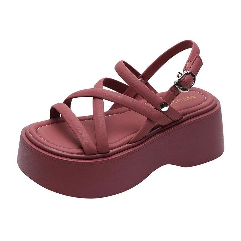 Босоножки женские новая летняя мода универсальные летние увеличивающие рост платформа маффин римские туфли женские для выхода