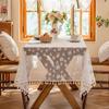 Solid Color Embroidered Tablecloth Lace French White Tablecloth European Style Hollow Lace Coffee Table Tablecloth Picnic Cloth