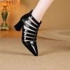 Pointed Toe Hollow-out Baotou Sandals Summer New Block Heel Temperament Roman High Heel Women's Shoes