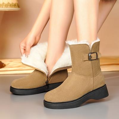 Модные зимние ботинки AIYUQI из натуральной кожи для женщин, новая модель 2025 года, на танкетке, противоскользящие, женские зимние ботинки, ботинки из натуральной шерсти для женщин, ботильоны