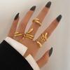 Boho Gold Color Snake Rings Set For Women Vintage Geometric Cross Heart Butterfly Rings Female Finger Rings Trendy Jewelry Gifts