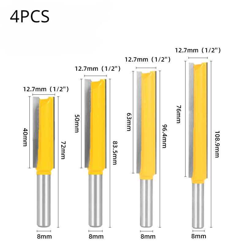 Allsome 8 мм хвостовик 1/2 двойной край удлиненный прямой лезвие обрезной резак прорезной деревообрабатывающий фрезерный резак гравировальный станок
