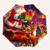 Santa Claus & Reindeer Christmas Sleigh Decorative StickerUmbrella, Portable 3-Fold Compact Umbrella,Christmas Gift ES429