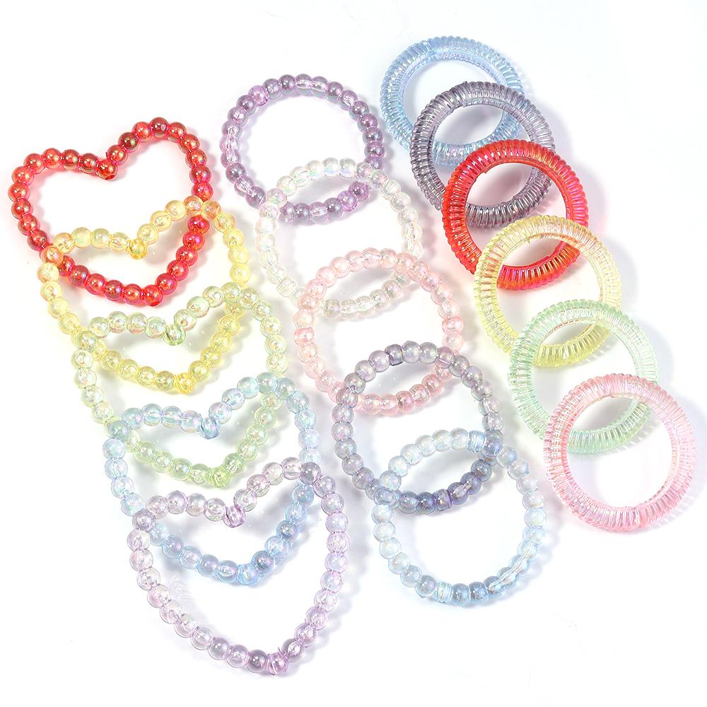 20pcs/lot Colored Heart Round Hollow Beads Loose Spacer Acrylic Beads For Jewelry Making DIY Charms Bracelet Earring Accessories