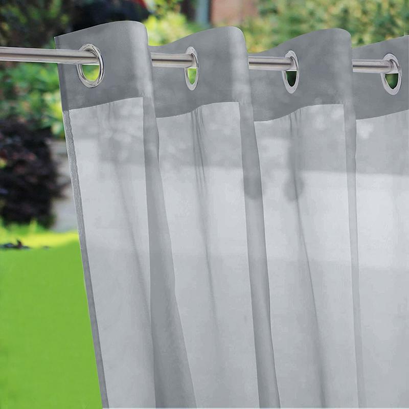 Patio Waterproof Voile Sheer Outdoor Garden Curtains Eyelets Yard Divider Gazebo Pergola Curtains Panel Tulle Net Window Drapes
