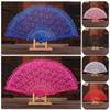 1PC Folding Fans Festival Gift Solid Color Hand Held Flower Fan Hollow Lace Fans Decorative