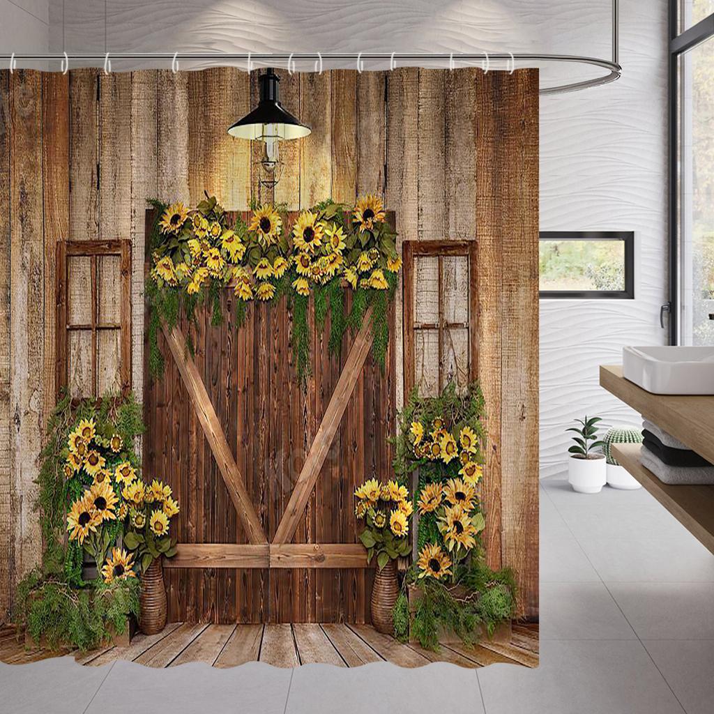 Ретро Деревянные Двери Набор Занавески для Душа Рустик Старый Винтажный Амбарная дверь Тканевые Занавески для Ванной Комнаты Фермерский Дом Декор для Ванной Экраны для Ванной Крючок