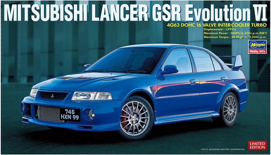 Hasegawa Mitsubishi Lancer GSR Evolution 6 Пластиковая модель 20336 1/24