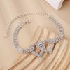 2pcs Fashion Double Heart Anklet Crystal Bracelet for Women Summer Beach Multi Row Rhinestone Anklet Bracelet On Leg