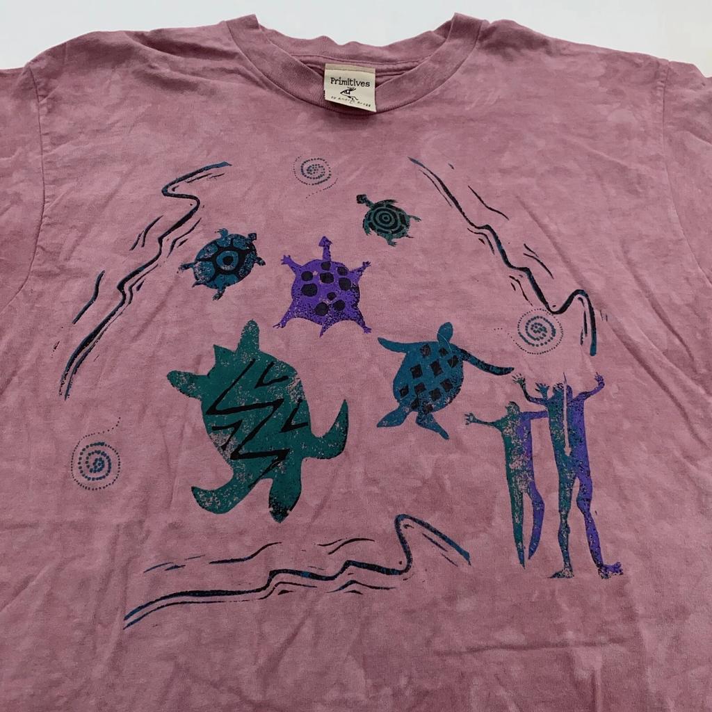 Винтажная футболка 90-х TURTLE OCEAN с окрашиванием tie-dye РАЗМЕР M/L пляж природа мягкая