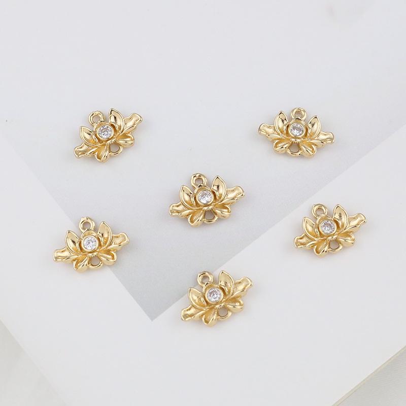 Медный лотос циркон подвеска кисточка заколка аксессуар 10x15мм