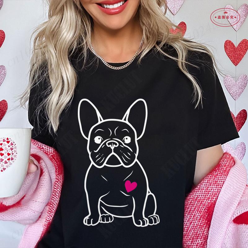 French Bulldog Woman T Shirt Fashion Dog Graphic Tops Summer Short Sleeve Tees Harajuku Streetwear Aesthetic Female Clothing
