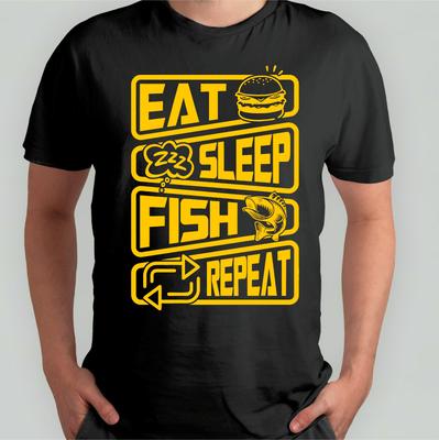 Eat Sleep Fish Repeat Funny Fishing T-Shirt Fisherman Gift For Him Joke Unisex