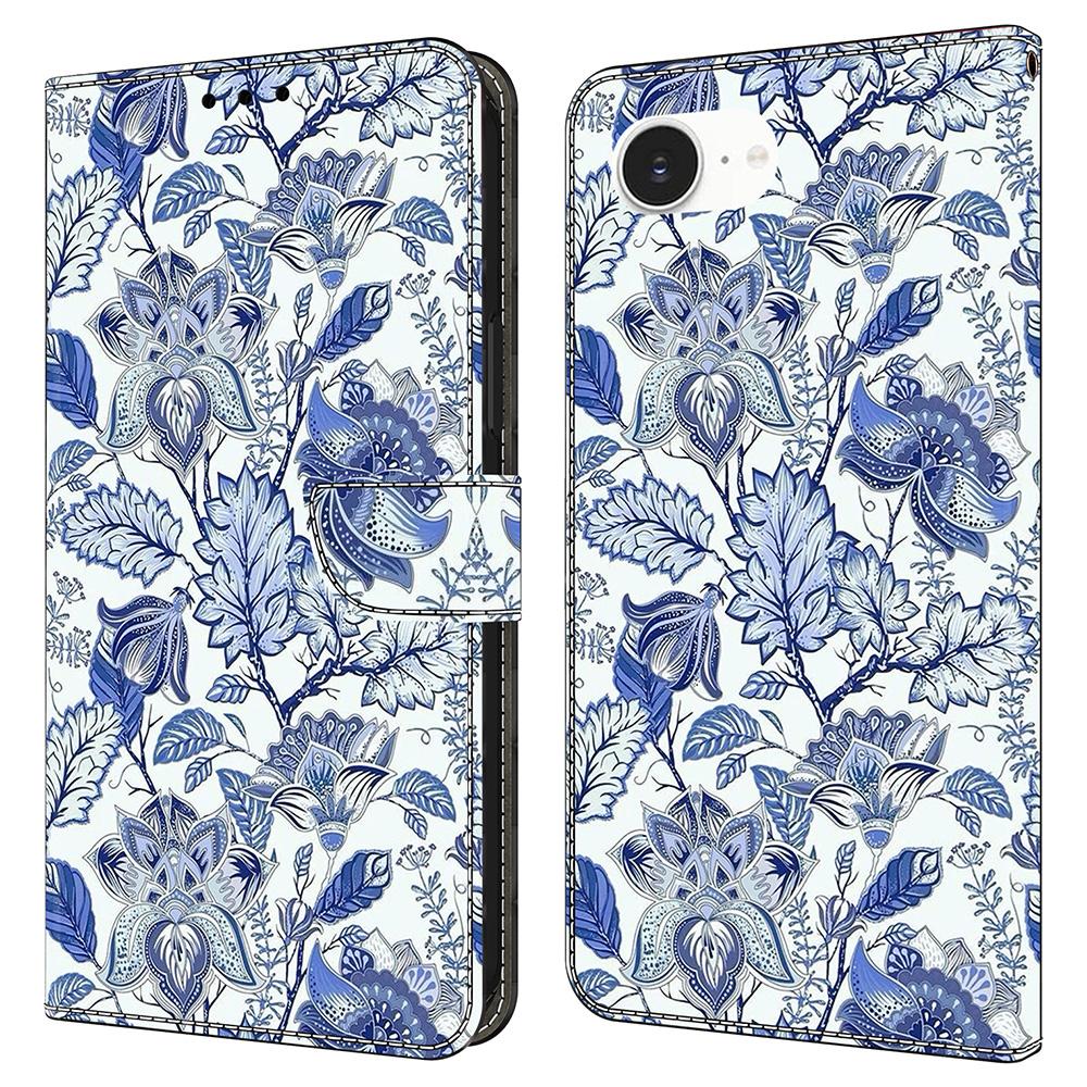 For iPhone 16e Leather Case Pattern Printing Wallet Stand Flip Phone Cover