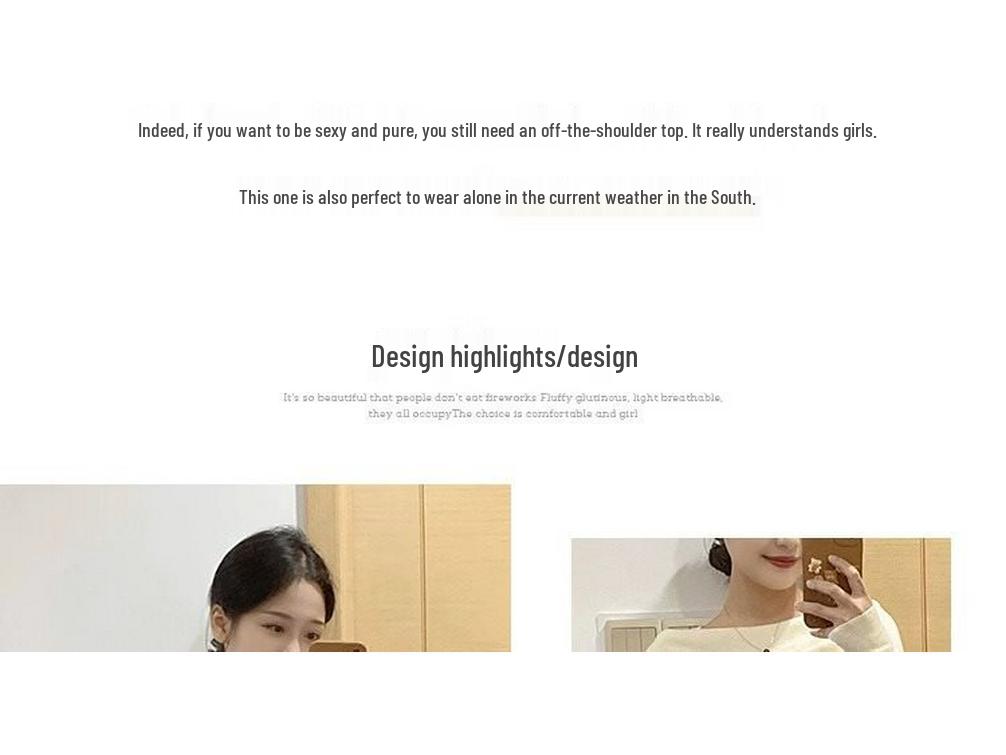 French Style Off-Shoulder Knitted Long-Sleeve Top for Women - Spring/Autumn 2025 Slim-Fit Sweater