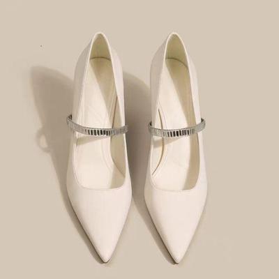 Женские туфли-лодочки Zhen 2025 со стразами, с острым носком и на шпильке - Элегантный дизайн с одним ремешком и низким вырезом