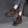 Fashion GKTINOO 2024 Winter New Versatile Women's Shoes Retro Genuine Leather Round Toe Thick Bottom Short Boots