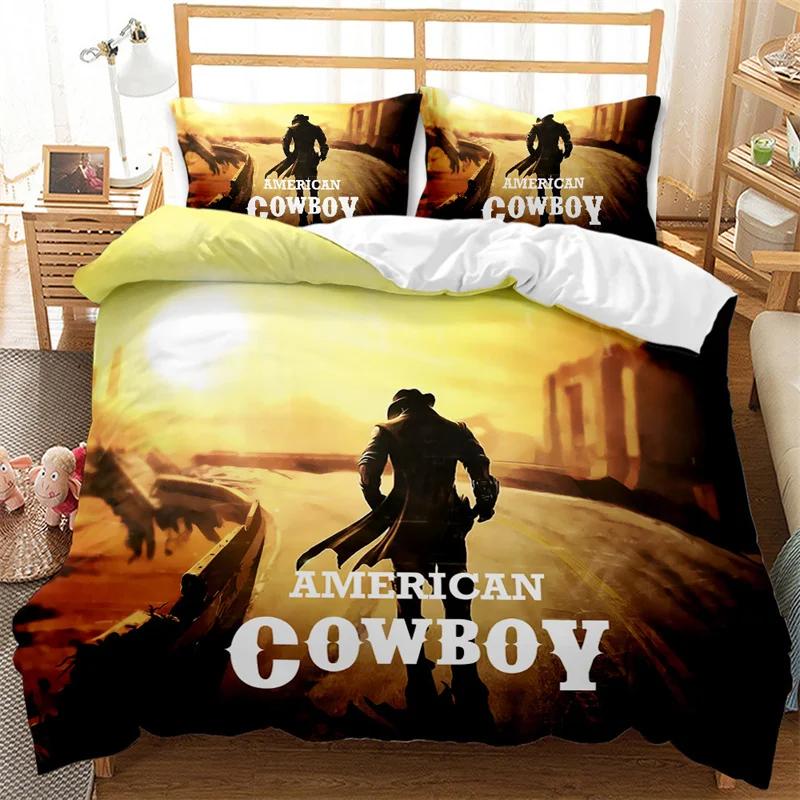 Комплект постельного белья Western Cowboy Single King Комплект постельного белья Wild West Themed Cowboy из микрофибры Rodeo Cowboy Верховая езда Лошадь Покрывало