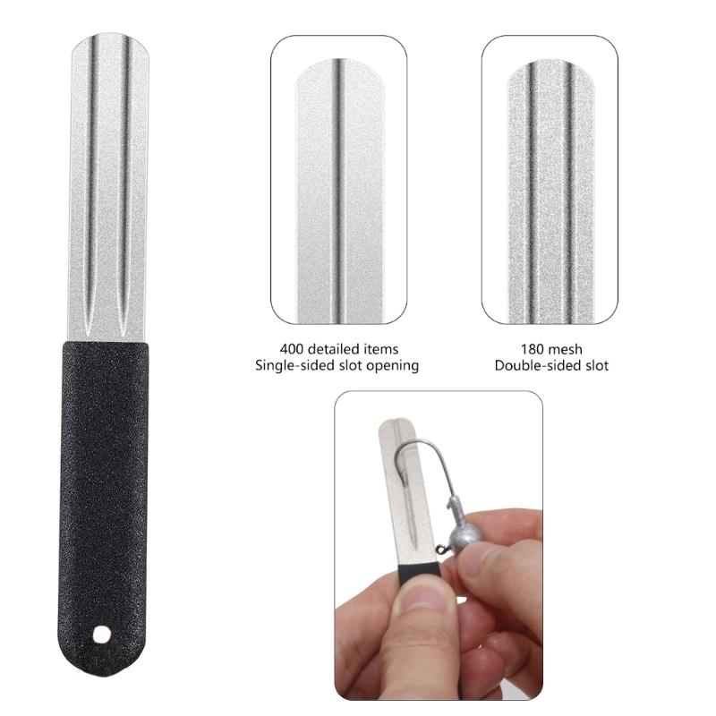 Двусторонний точильный камень для рыболовных крючков, напильник для заточки крючков, портативный инструмент для заточки для рыбалки на открытом воздухе, долговечный