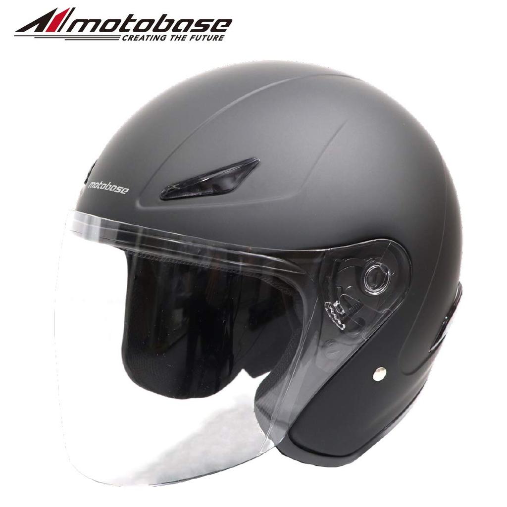 MOTO BASE Стандартный открытый мотоциклетный шлем-джет SG/PSC/MBHL-SJ01 (Матовый черный/XL (61-62cm))