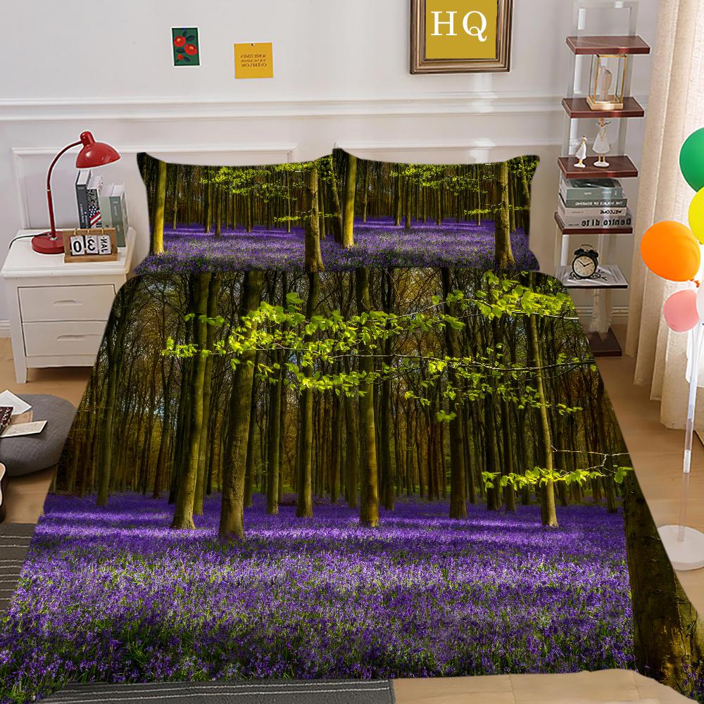 Комплект постельного белья из микрофибры с 3D принтом цветов, пододеяльник королевского размера, комплект постельного белья высокого качества для девочек, декор для спальни