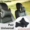 New 2xBlack PU Leather Car Seat Headrest Head Neck Pillow Support Cushion Breathable