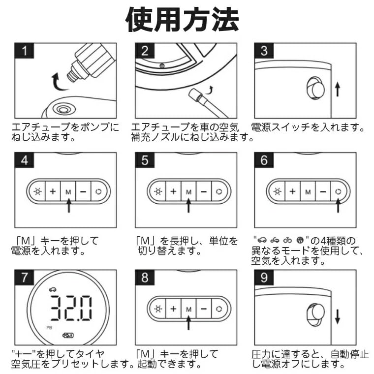 Велосипедный воздух новейший беспроводной воздух автоматический воздушный насос может быть совместим со всеми просто нажмите перезаряжаемый воздух большой экран светодиодный фонарь макс шина