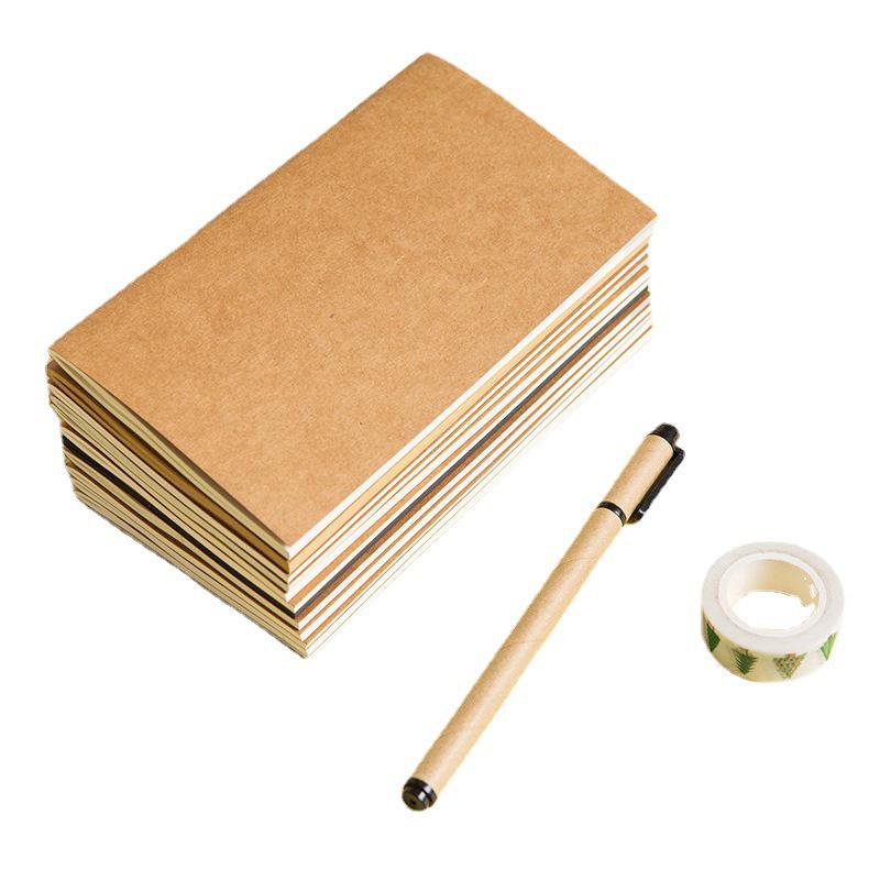 Стандартный дорожный блокнот, 21x11, Сшитый внакидку крафтовые страницы