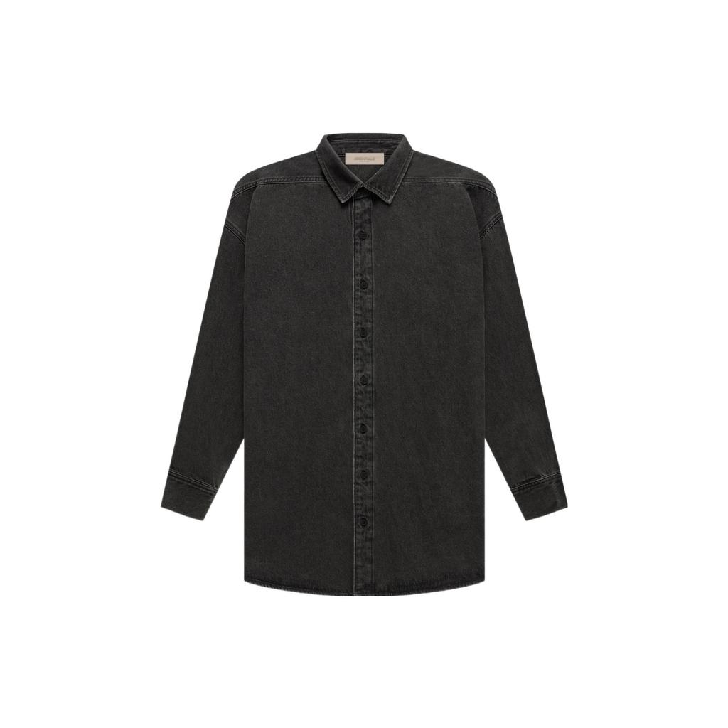 Fear of God Essentials Джинсовая рубашка с длинным рукавом SS22 Мужские Топы Черный FOG-SS22-460