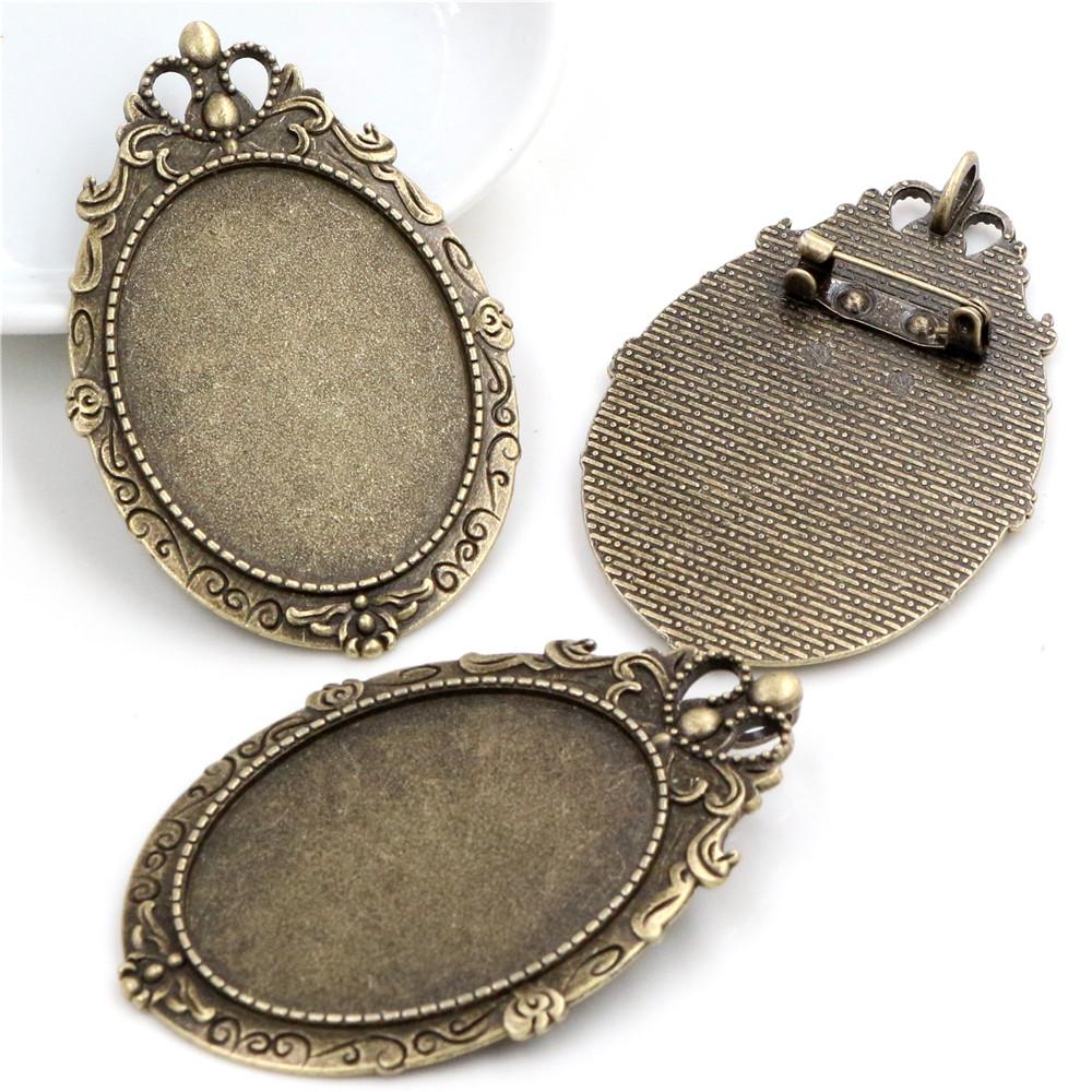 New Fashion 5pcs 30x40mm Inner Size Antique Gold/Silver Black Bronze Pin Brooch Pierced Style Base Setting Pendant
