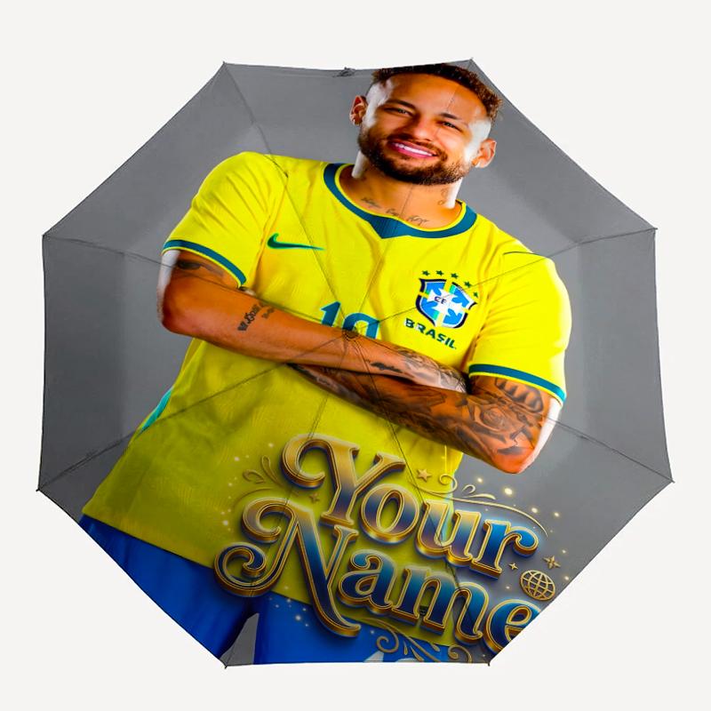 Personalized Name Brazilian football player Print Umbrella, UV Shielding. It Has Eight Sturdy Ribs for Outdoor Use And Perfect As a Holiday Gift