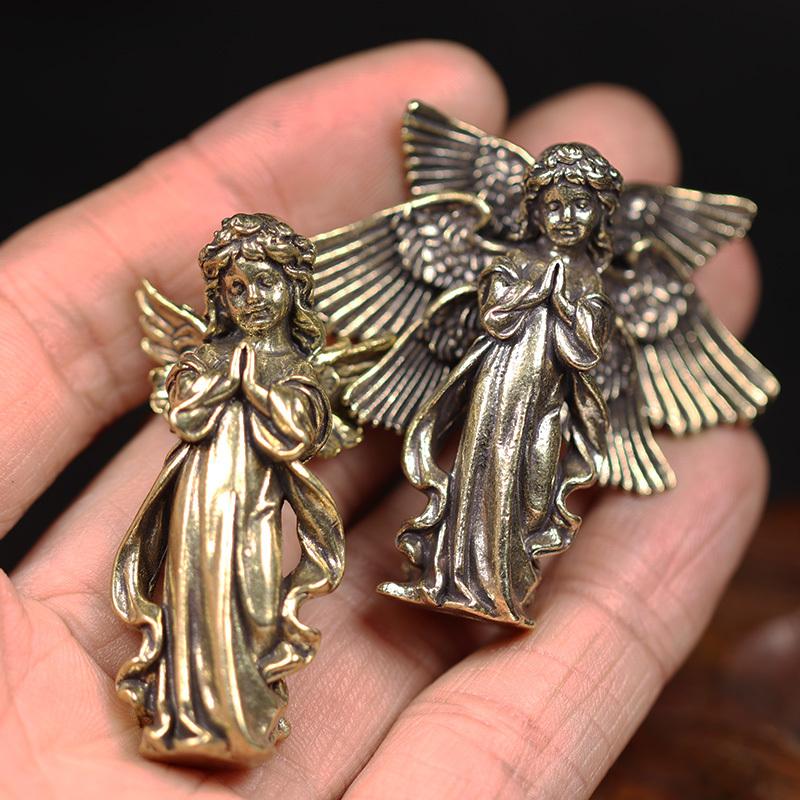 2 шт. Винтажная латунная статуэтка Бога любви Купидона, маленькое украшение, фигурка ангела, настольное украшение, аксессуары для декора дома для комнаты