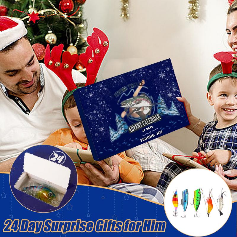 Рождественский рыболовный адвент-календарь 24 дня набор рыболовных снастей и приманок календарь обратного отсчета для любителей рыбалки День отца